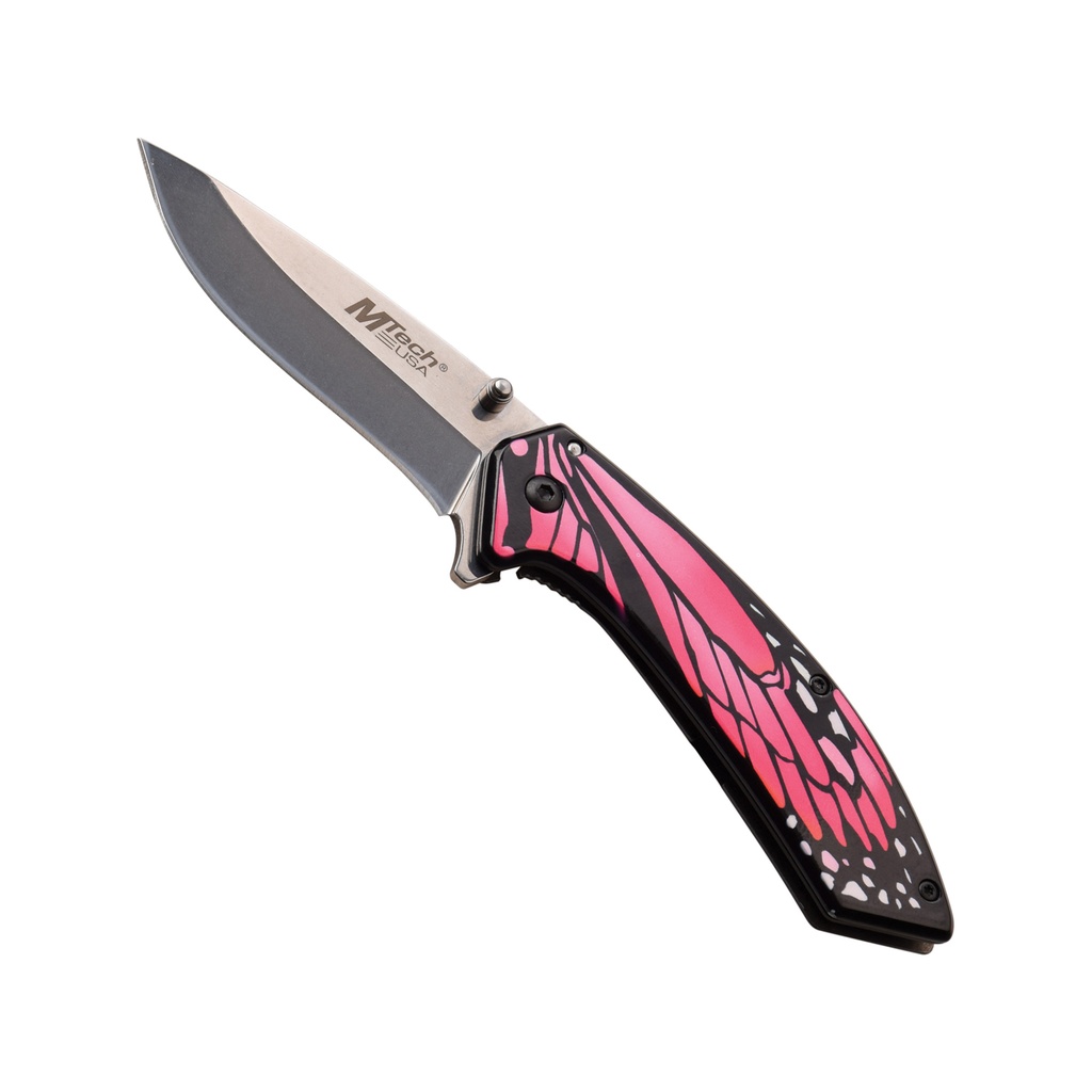 SAMPLE -Butterfly Bloom Spring-Assisted EDC Knife - Pink Stainless