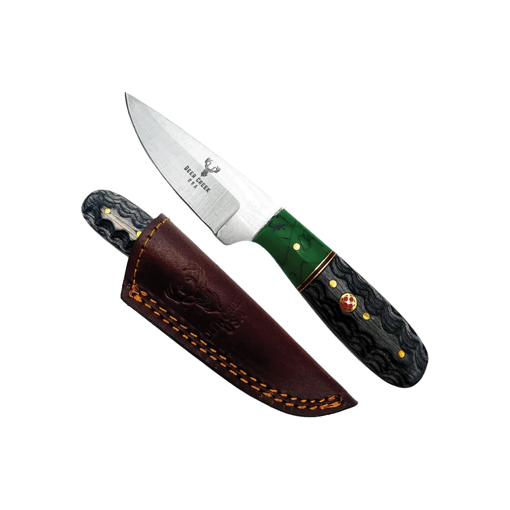 SAMPLE -Split Ridge Field-Control Hunting Knife - Black & Green Pakkawood