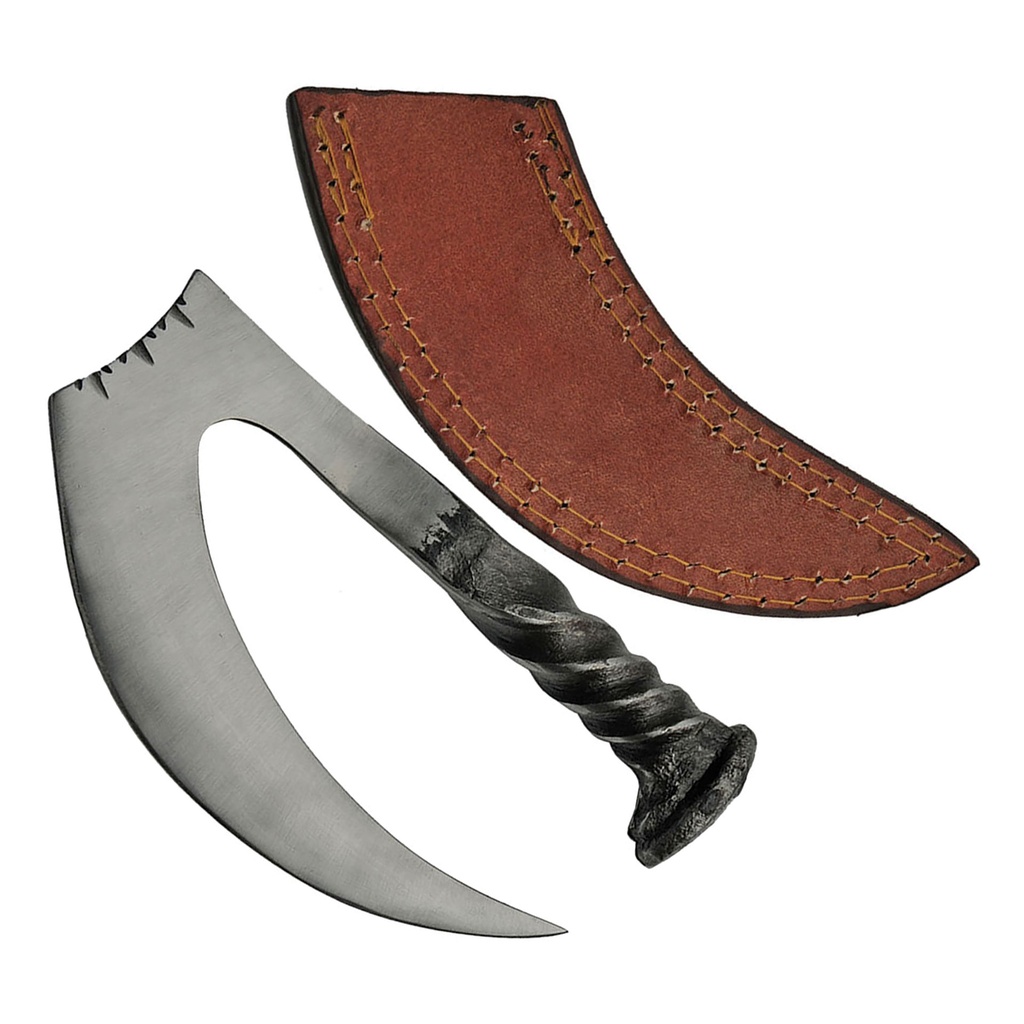 Trackborn Twist Mini-Scythe Railroad Spike Knife - Forged Steel