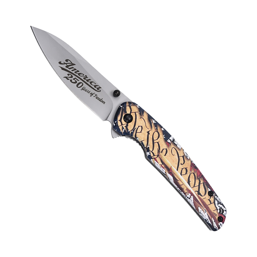 SAMPLE - America 250 Tribute Spring Assisted Pocket Knife - Flag Aluminum