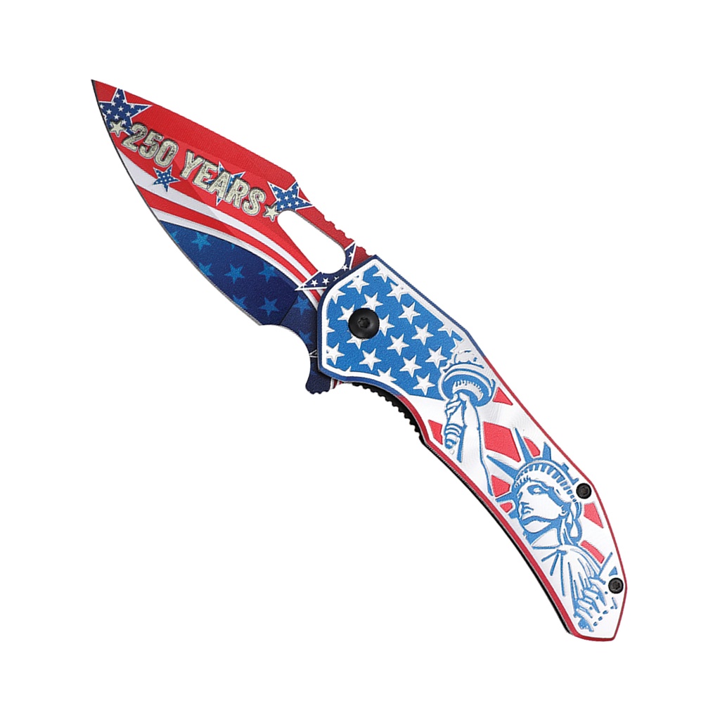 SAMPLE - Liberty 250 Patriotic Spring Assisted Knife - Red White Blue