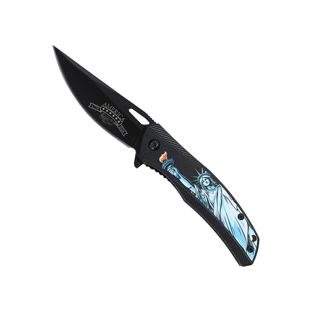 SAMPLE - Liberty Snap Patriotic Spring-Assisted Knife - Black Aluminum