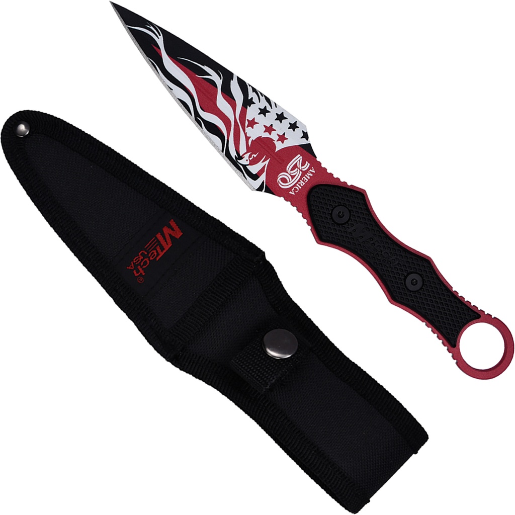 SAMPLE - America Ring Patriotic Fixed Blade Knife - Red Nylon
