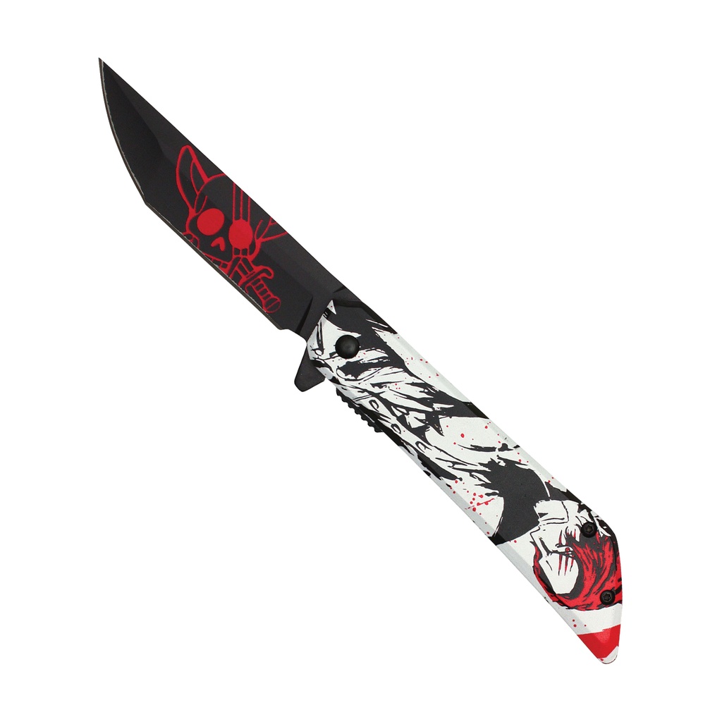 SAMPLE - Red Hair Captain Quick-Deploy Assisted Pocket Knife - Black Graphic Steel