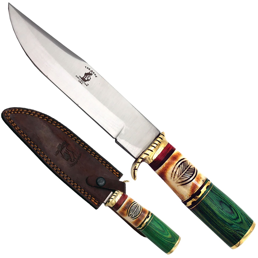 Frontier Heritage Full-Tang Fixed Blade Hunting Knife - Bone & Green Pakkawood