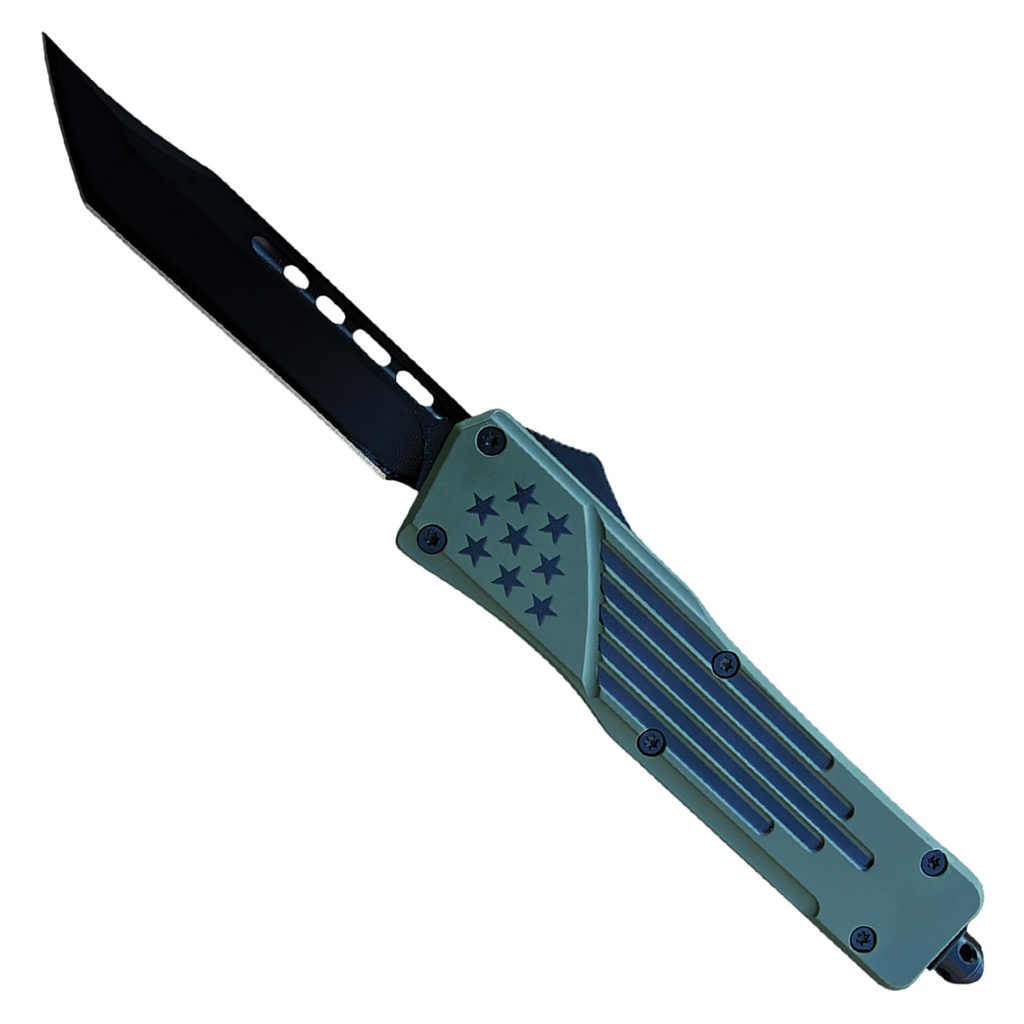 Low-Vis Patriot Automatic OTF Knife - Green Alloy