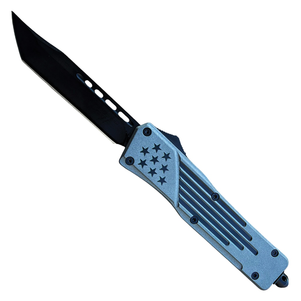 Silent Patriot Covert OTF Knife - Grey Flag