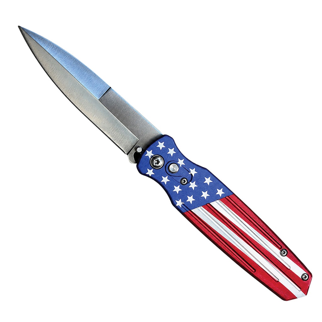 Patriot’s Quick-Deploy Automatic Knife - USA Flag Aluminum