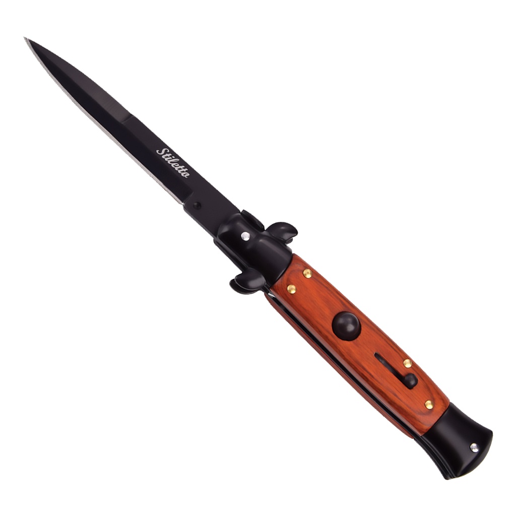 Vintage Virtuoso Godfather Profile Stiletto Automatic Knife - Black Wood