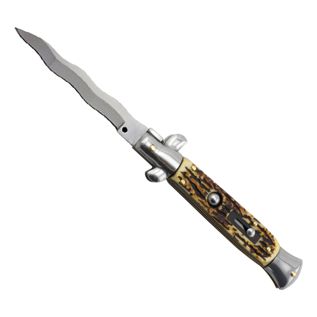 Heritage Kriss Stiletto Switchblade Knife - Stag