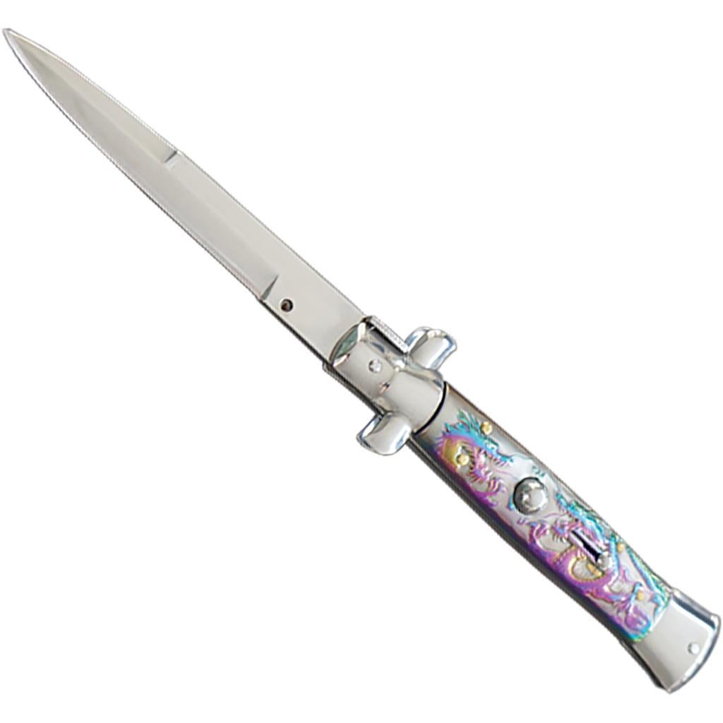 Dragon Grip Showcase Stiletto Switchblade Knife - Rainbow