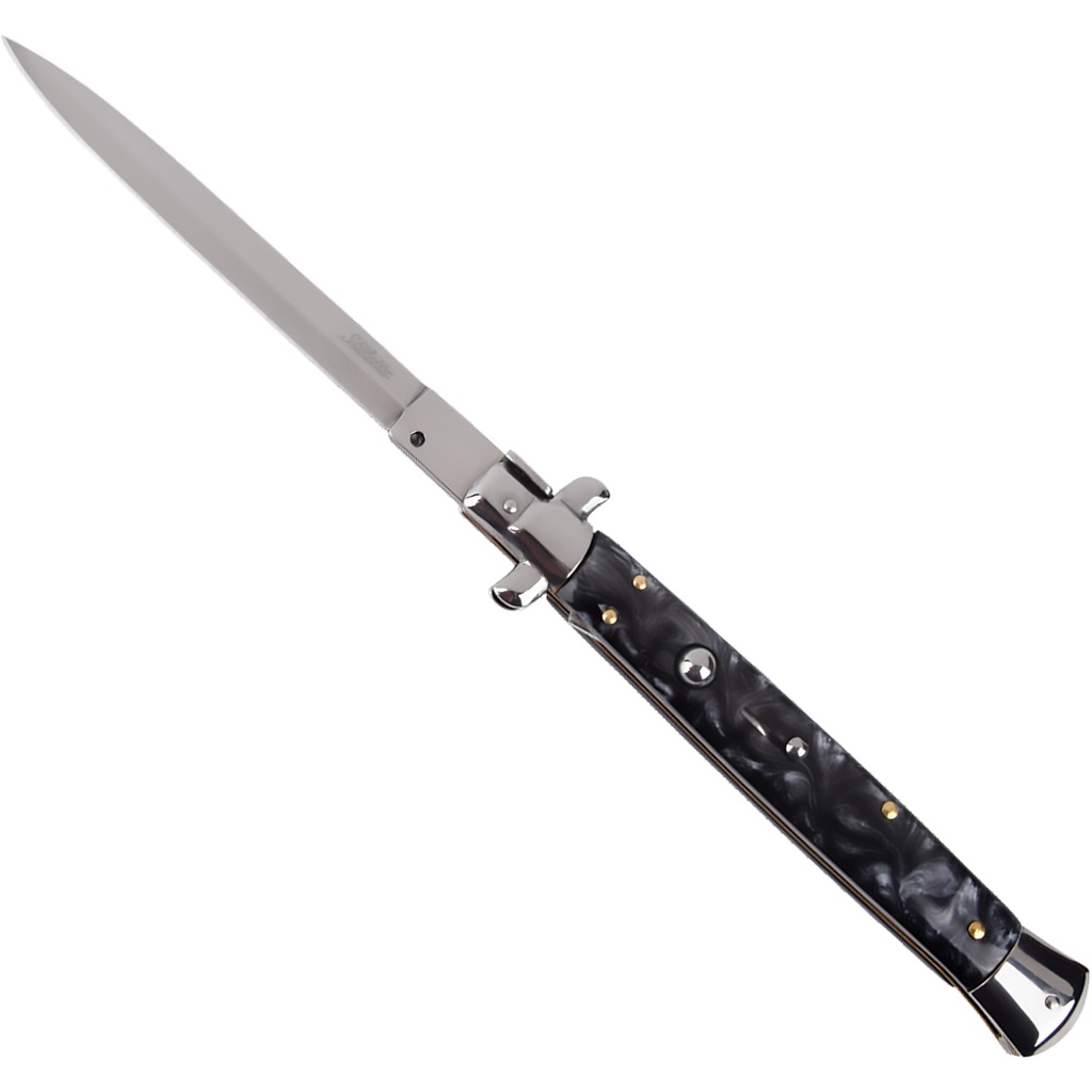 Midnight Marble Godfather Stiletto Switchblade - Black Marble