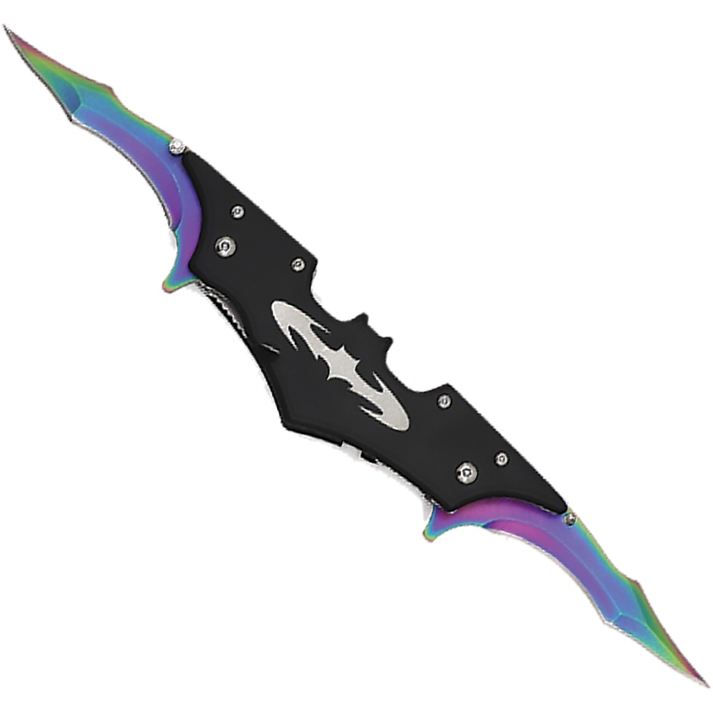 Batwing Twin-Assist Dual Blade Pocket Knife - Rainbow Titanium