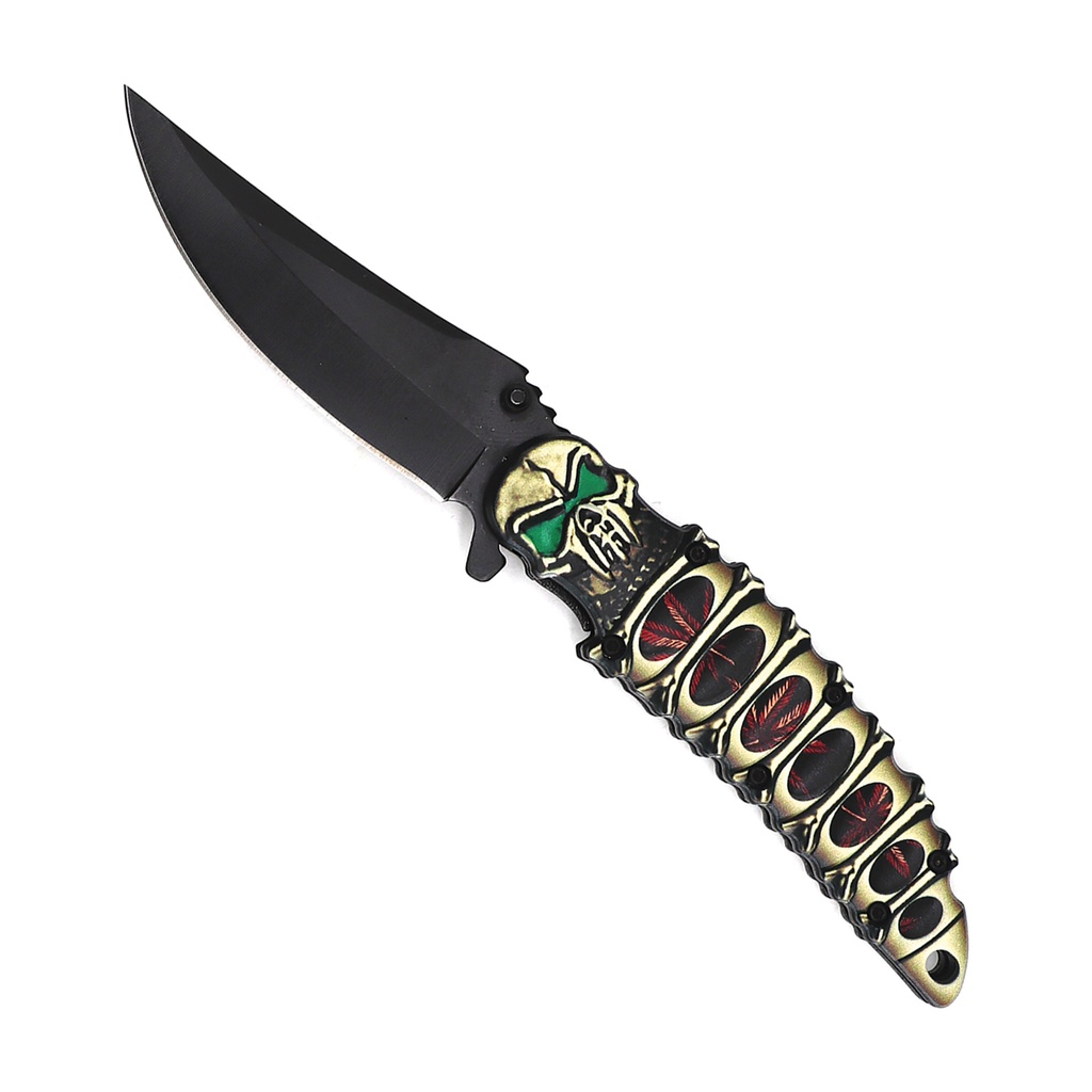 Requiem Skull Snap-Deploy Assisted Opening Knife - Matte Black