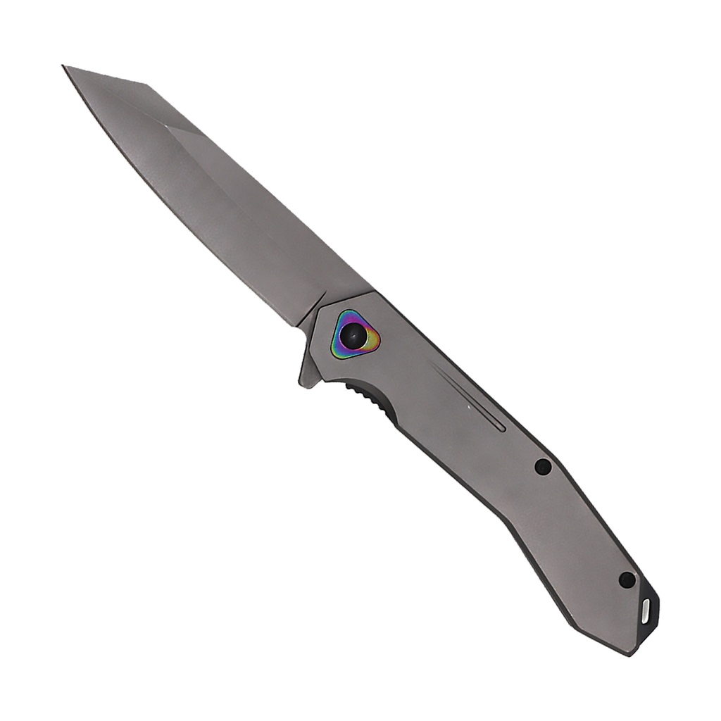 Iridescent Pivot Precision Wharncliffe Assisted Knife - TiNi Gray