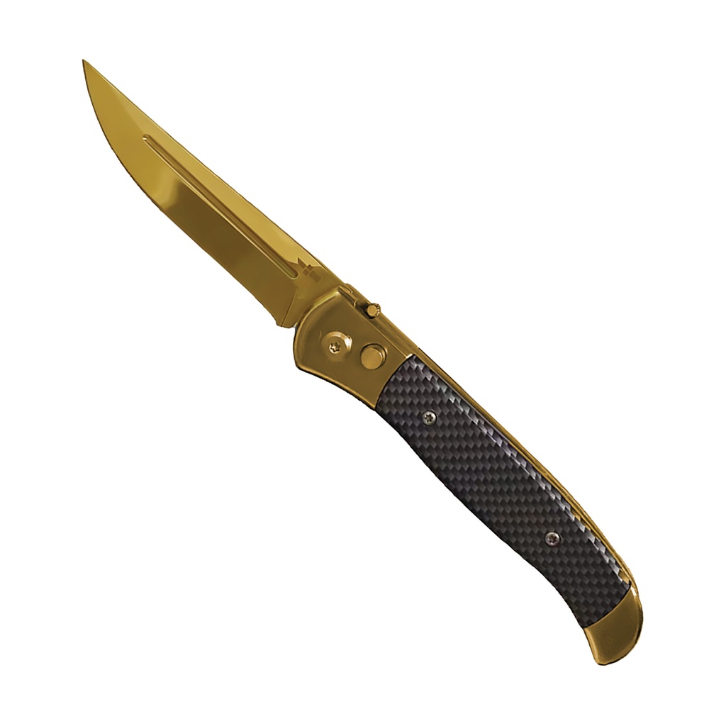 Executive Ember Gentleman's Automatic Knife - Carbon Fiber Gold