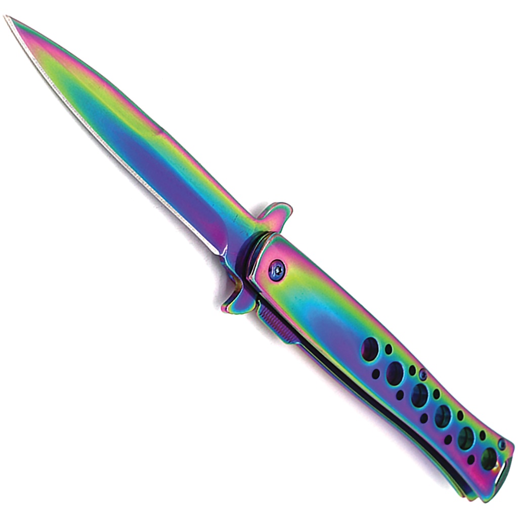Prism Edge Quick-Deploy Assisted Opening Knife - Rainbow Iridescent
