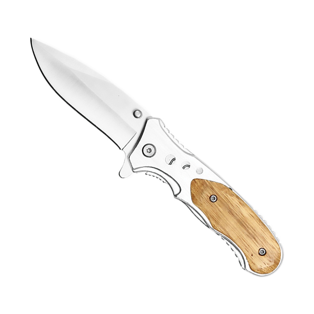 Silver Oak Spring-Assist Pocket Knife - Natural Wood