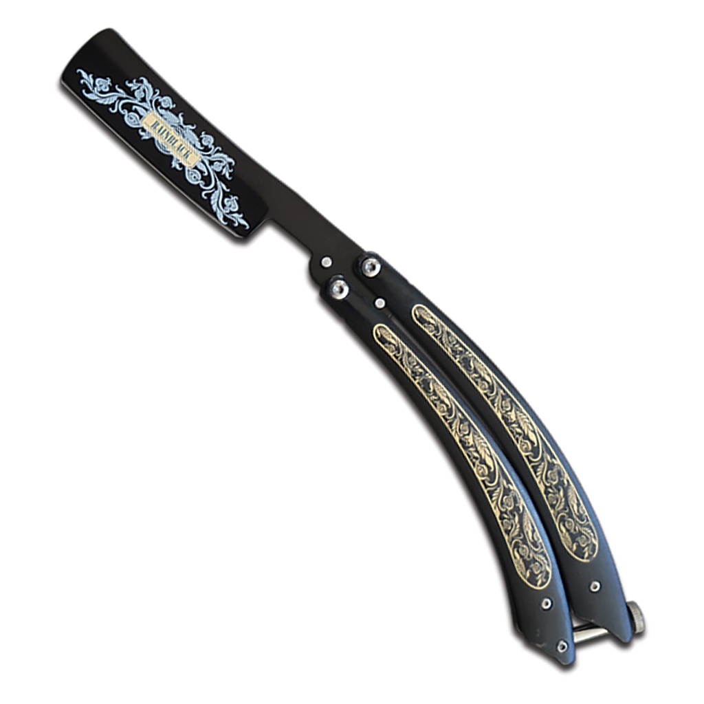 Obsidian Filigree Signature Butterfly Knife - Matte Black