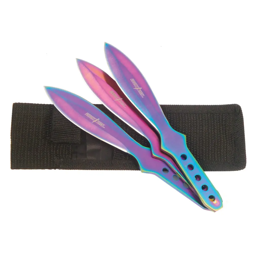 Prism Strike Showpiece Throwing Knife Set - Rainbow Steel