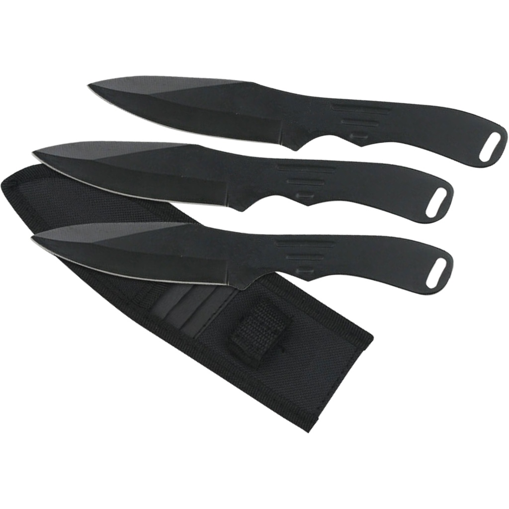 Shadow Spider Balanced Throwing Knife Set - Matte Black Steel