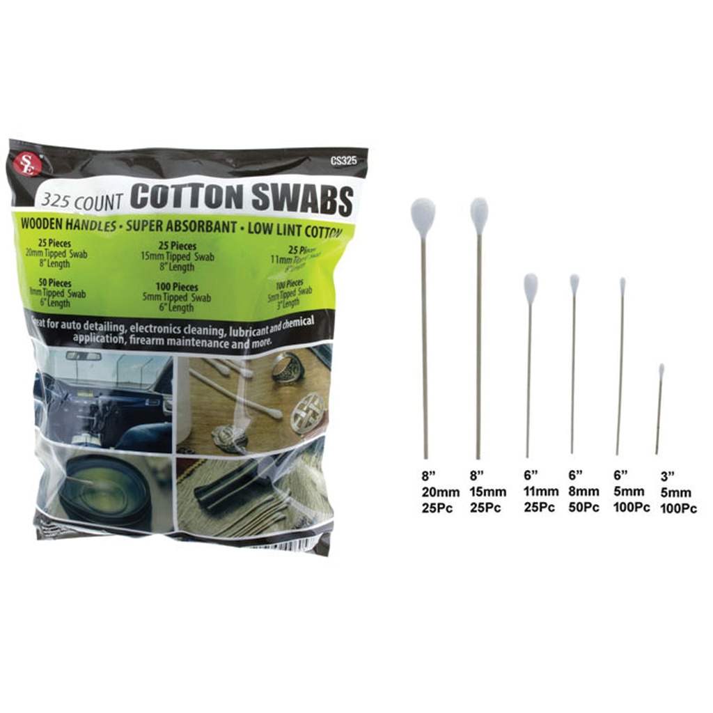 Armorer’s Detail Assorted-Diameter Gun Cleaning Swabs - Wood Handle