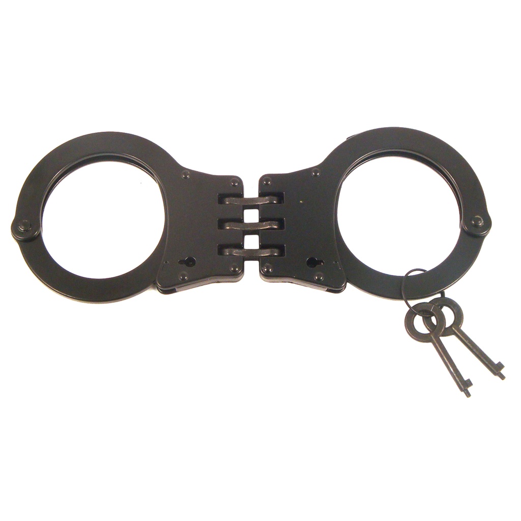 Blackout Sentinel Double-Lock Hinged Handcuffs - Black Steel