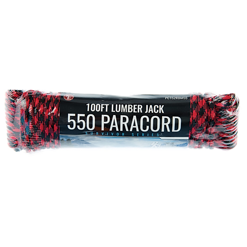 Lumberjack Forge 7‑Strand Survival Paracord - Red/Black Camo