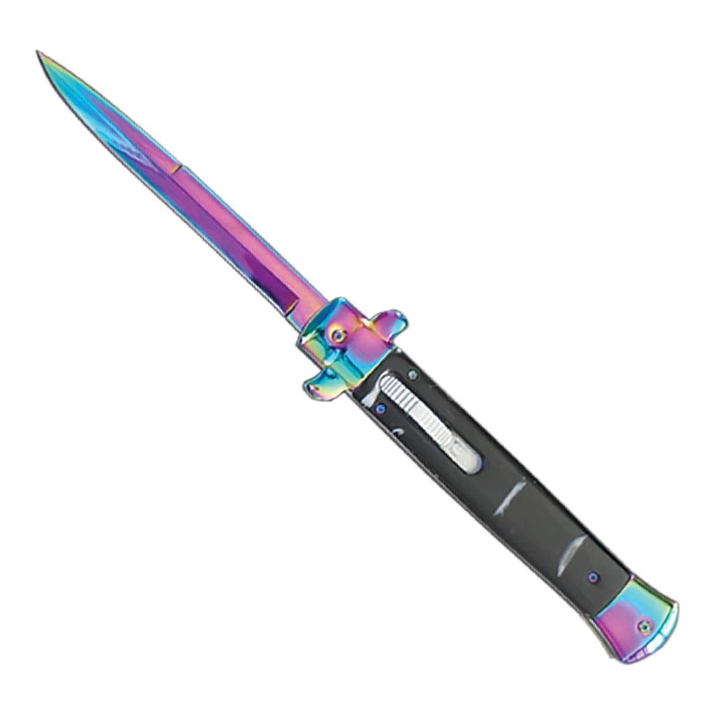 Prism Milano Stiletto OTF Knife - Black & Rainbow