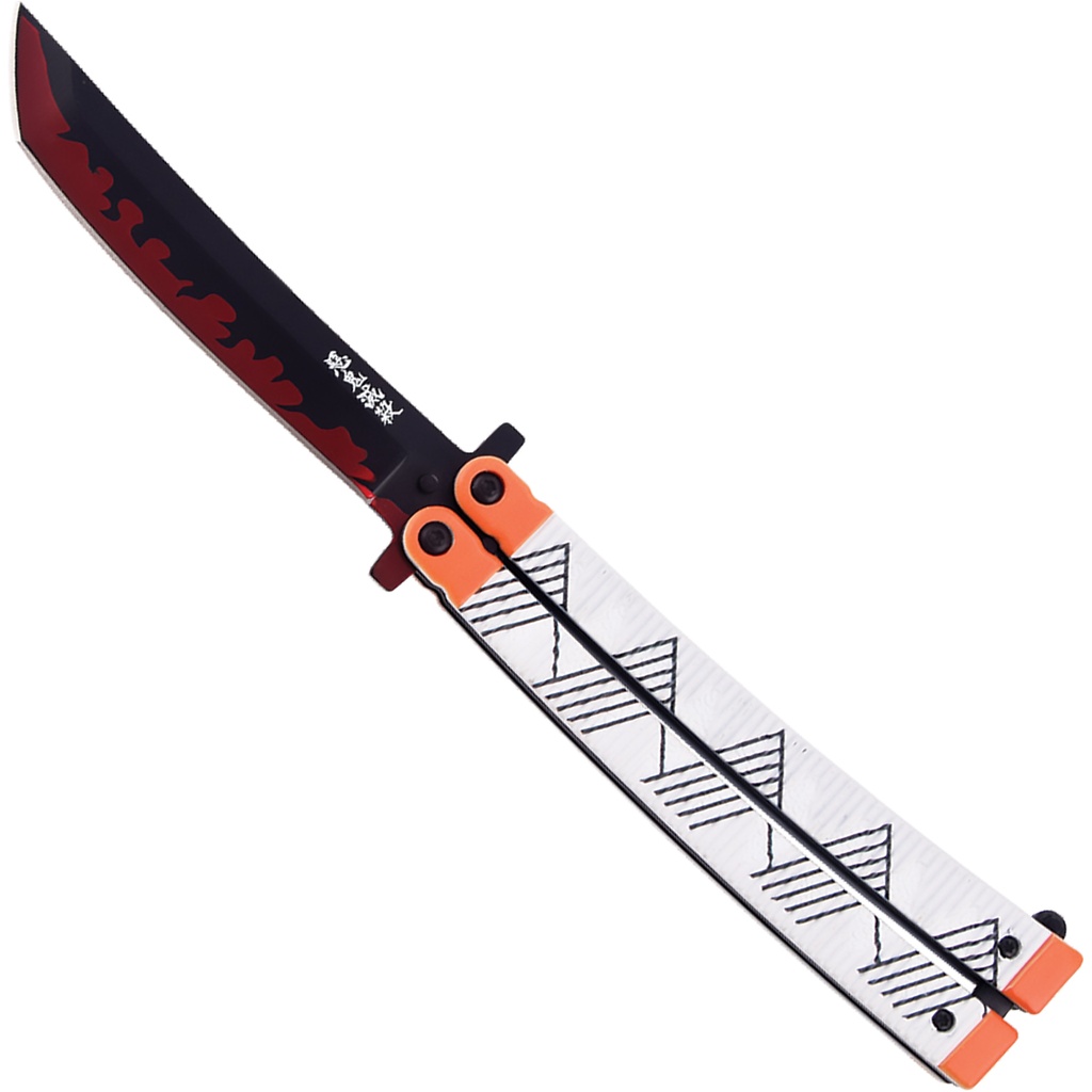 Slayer Wing Geo-Print Butterfly Knife - Yellow/White Aluminum