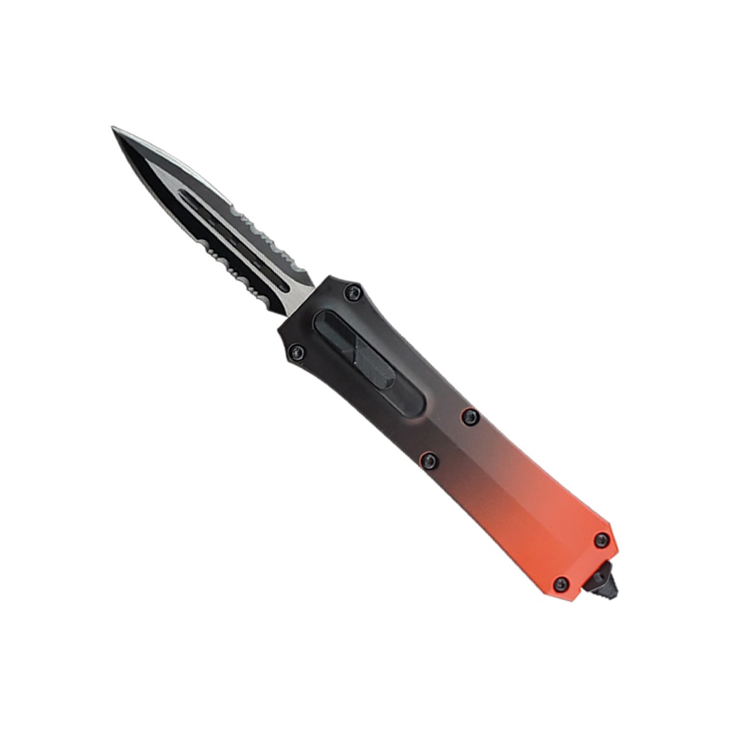 Ember Fade Front-Switch OTF Knife - Red Gradient Aluminum