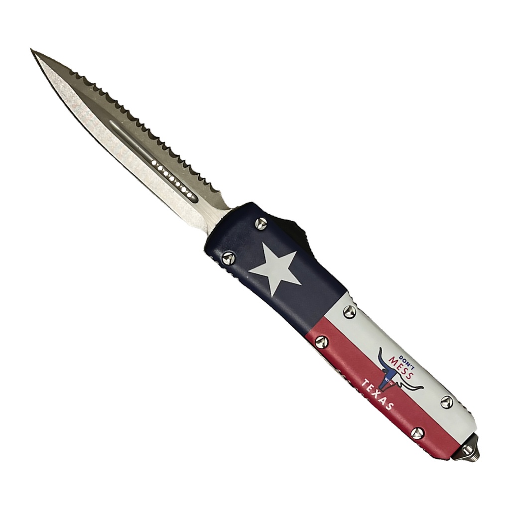 Lone Star Pride Dual-Action OTF Knife - Texas Flag