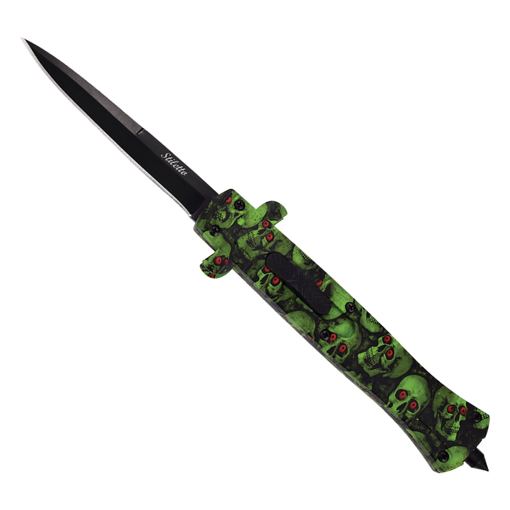 Reaper Surge Single-Action OTF Knife - Green Skull ABS