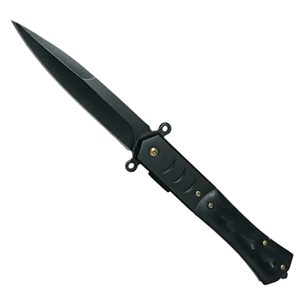 Midnight Vein Dual-Deploy Stiletto Knife - Black Marble