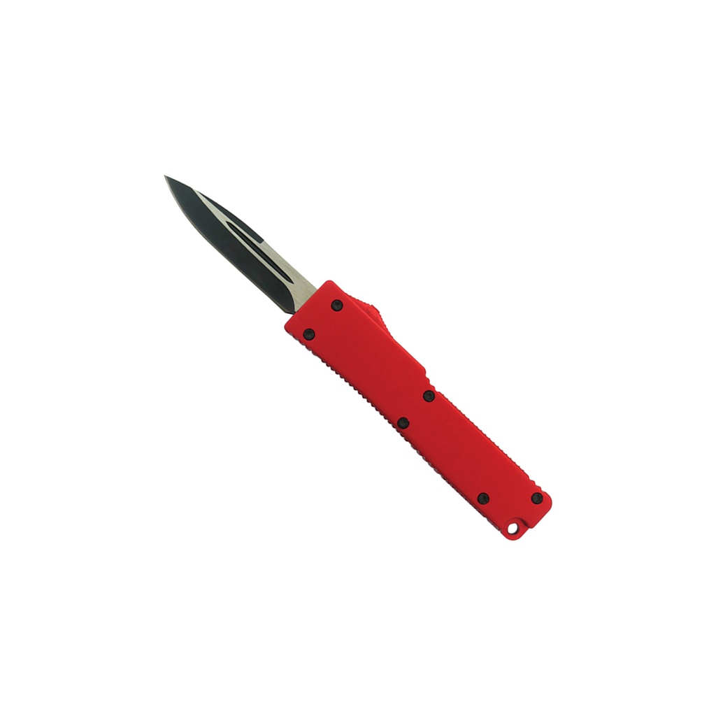 Flashpoint Front-Button Mini OTF Knife - Red Aluminum