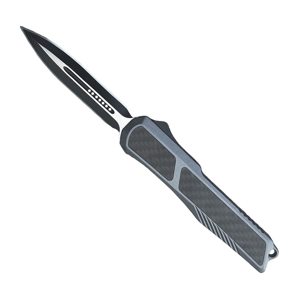 Carbon Weave Guardian Dual-Edge OTF Knife - Gray Carbon Fiber