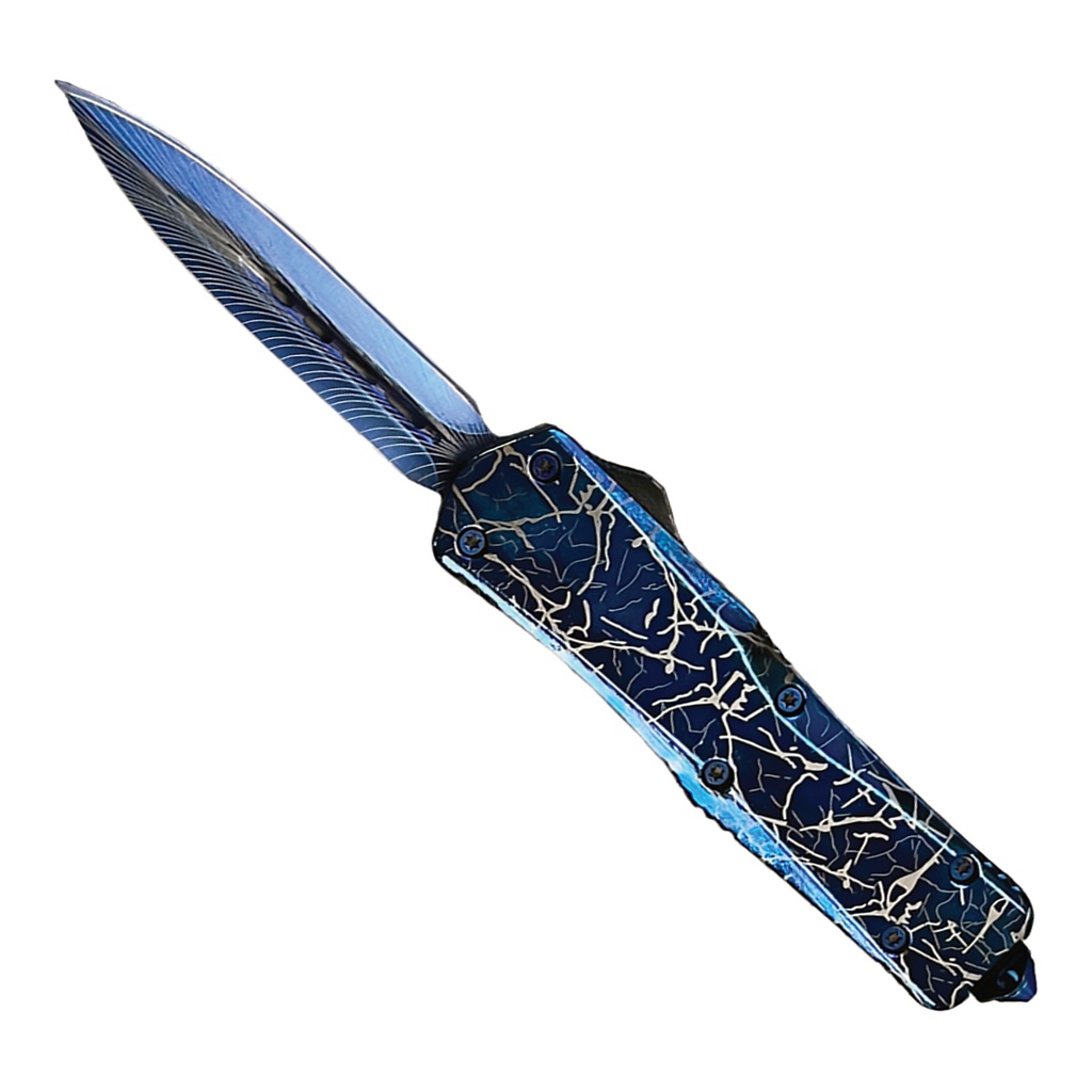 Storm-Charged Slide-Action OTF Knife - Electric Blue