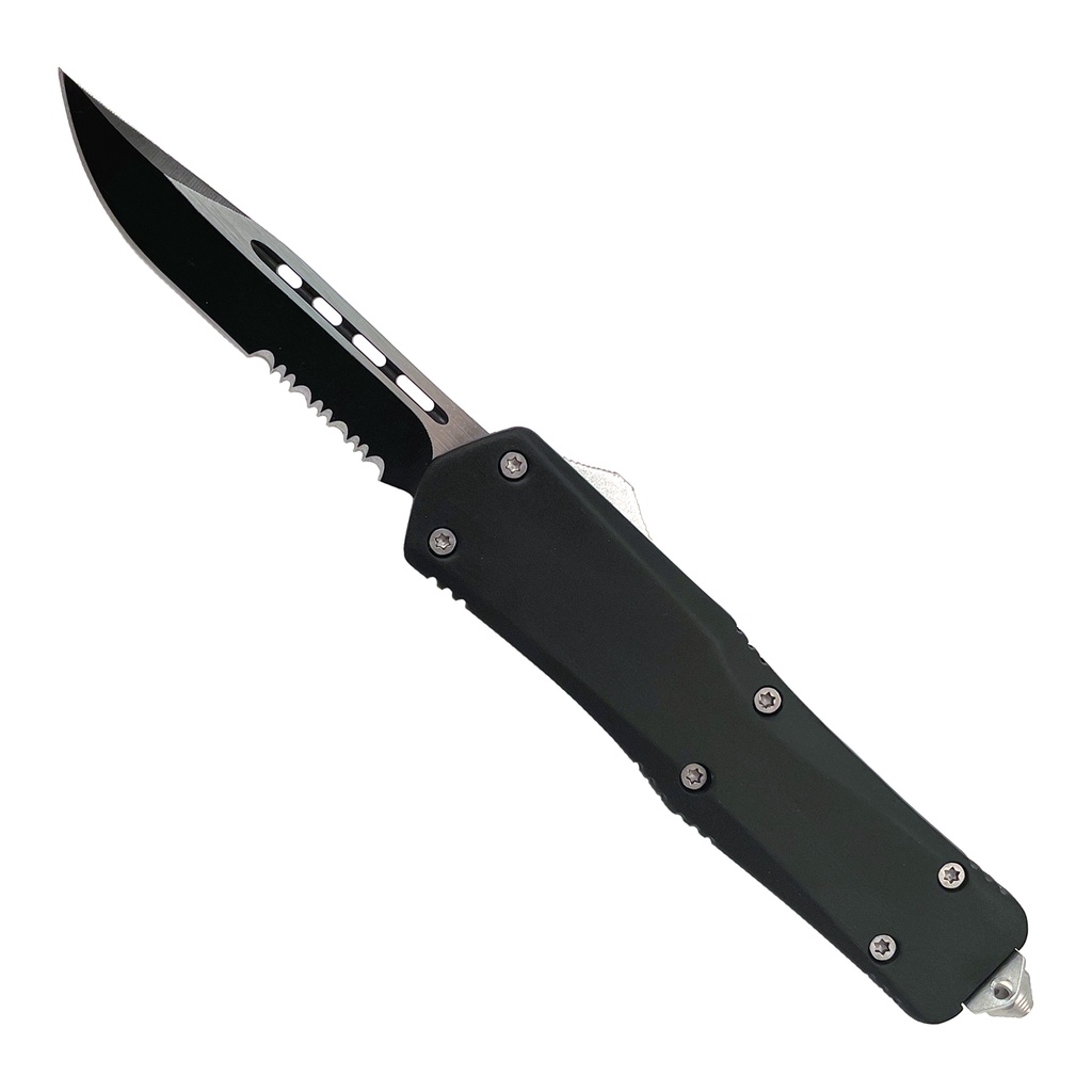 Smooth Operator Clip-Point Serrated OTF Knife - Midnight Black
