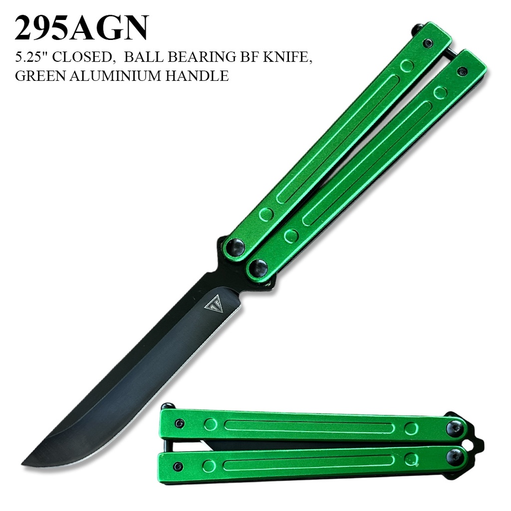 Verdant Groove Ball-Bearing Butterfly Knife - Green Aluminum