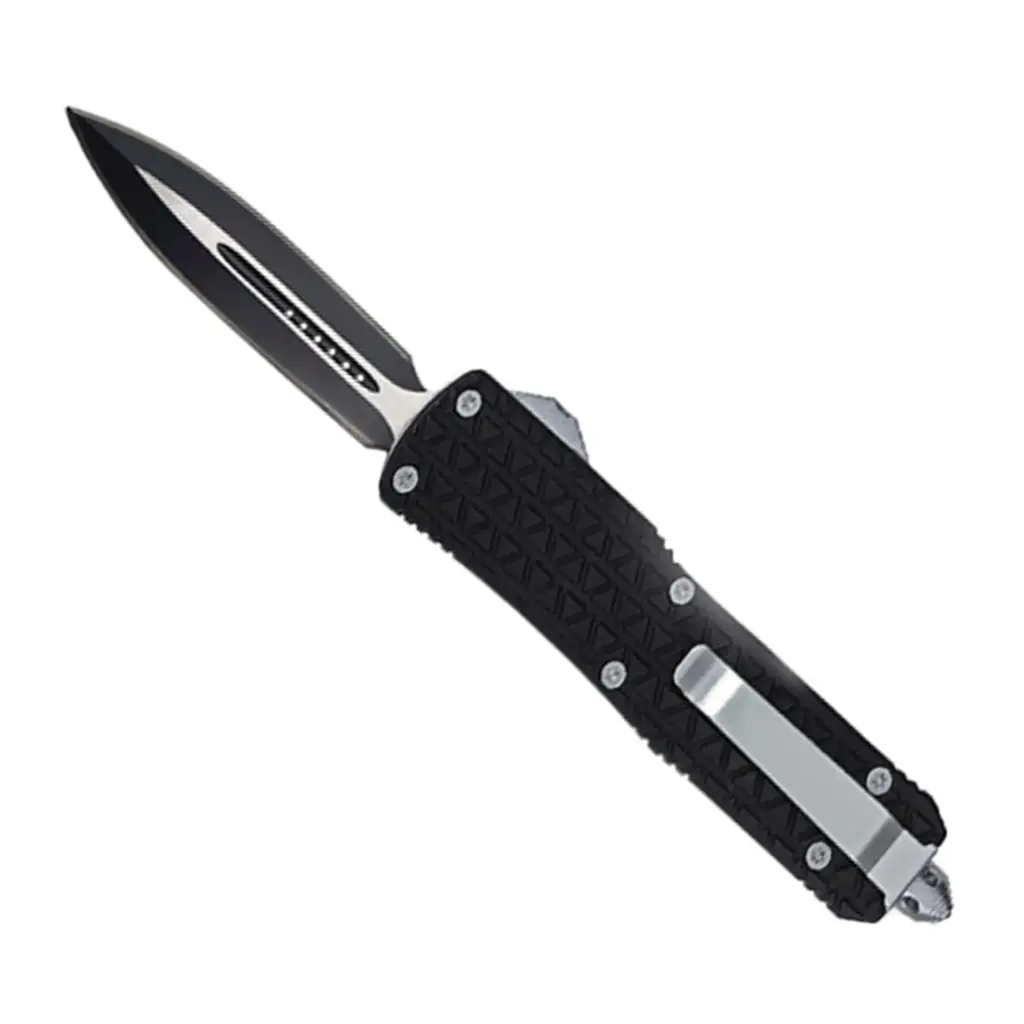 Tri‑Grid Command Double Action OTF Knife - Matte Black