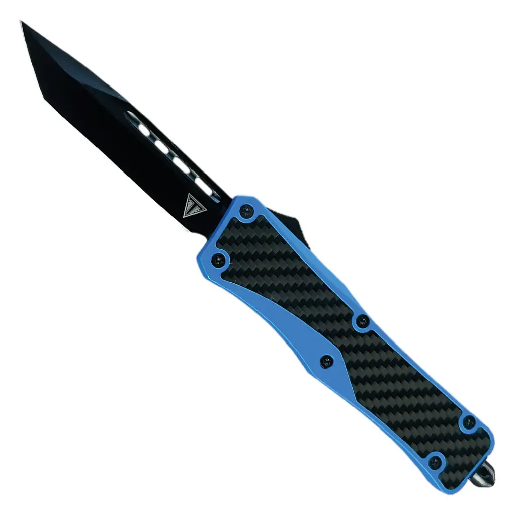 Carbon Surge Double-Action Tanto OTF Knife - Blue Carbon Fiber