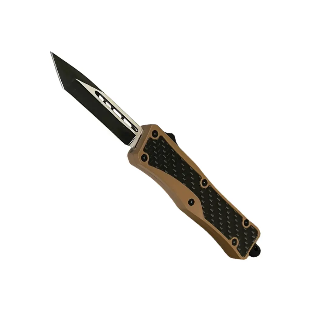 Desert Carbon Quick-Strike OTF Knife - Tan Carbon Fiber