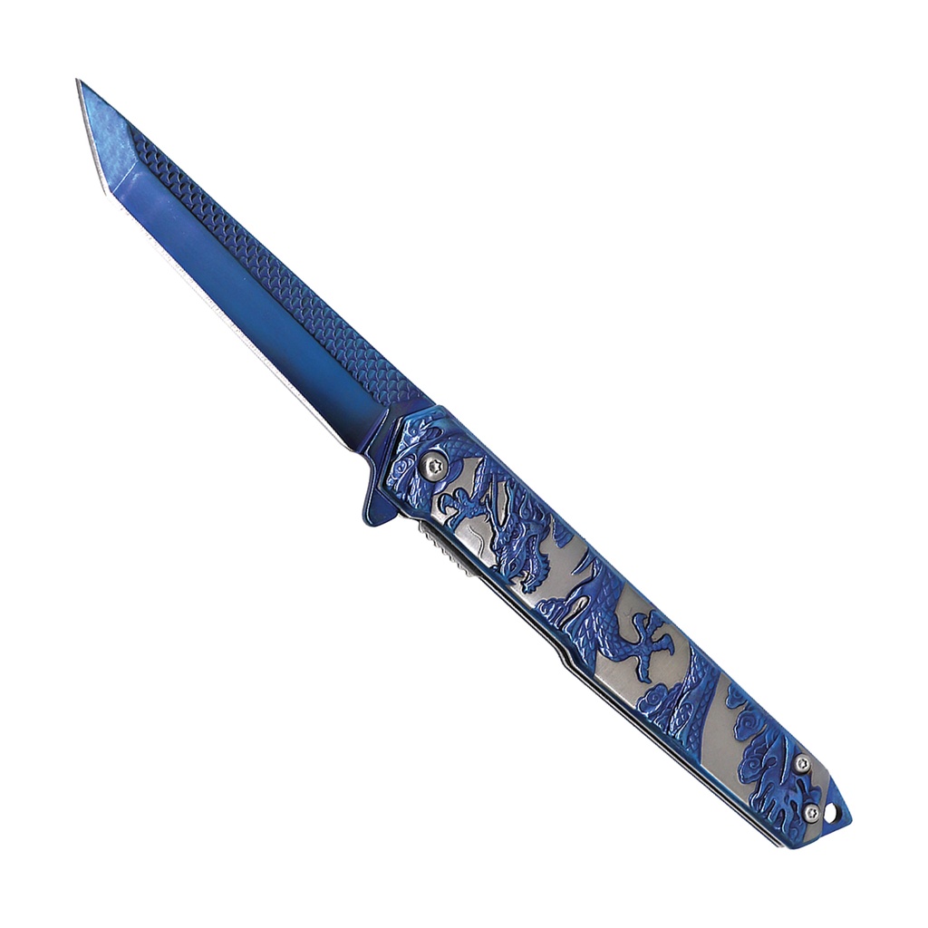 Dragon Surge Quick-Deploy Spring Assisted Knife - Blue Blade