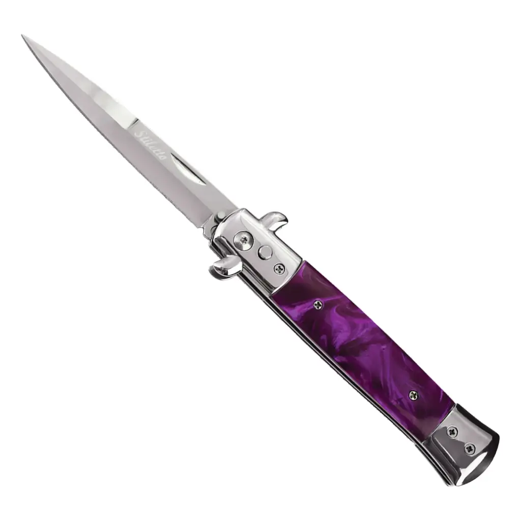 Marble Viper Quick-Deploy Stiletto Automatic Knife - Purple Acrylic
