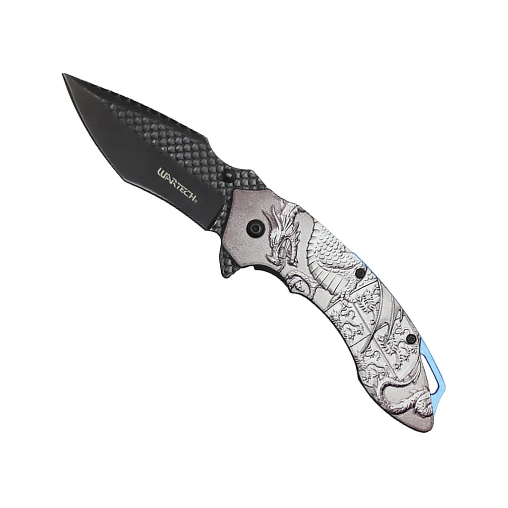 Dragon Scale Quick-Flip Spring Assisted Knife - Chrome Aluminum