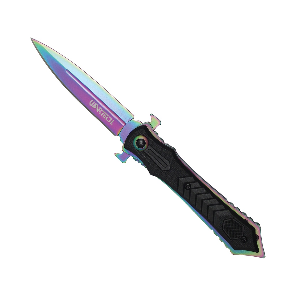 Aurora Strike Spring-Assisted Dagger Knife - Rainbow Steel