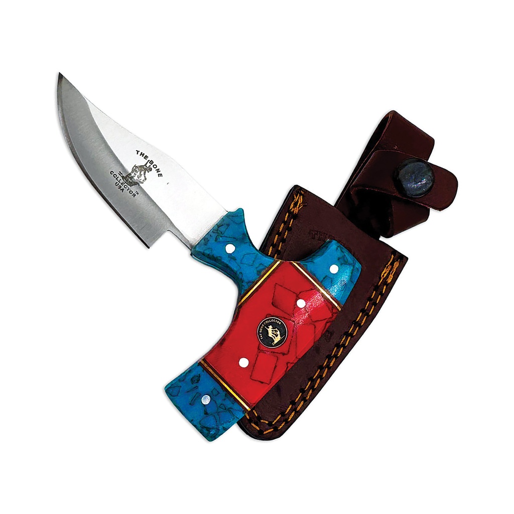 Field Signal Short-Blade Skinning Knife - Blue & Red Acrylic