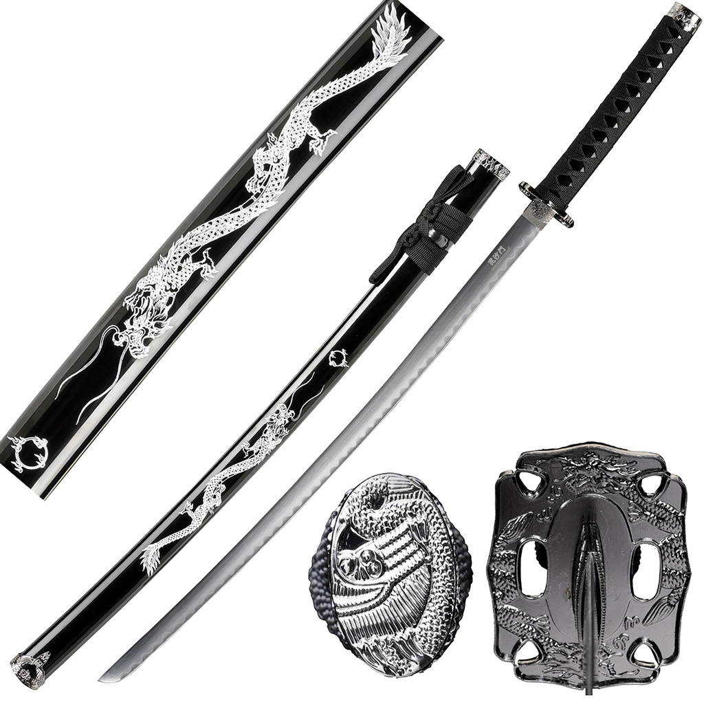 Black Dragon Legacy Samurai Sword Display - Gloss Black