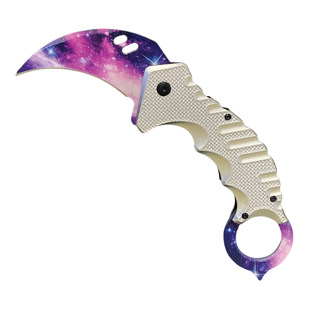 Nebula Talon Assisted Opening Karambit Knife - Purple Galaxy