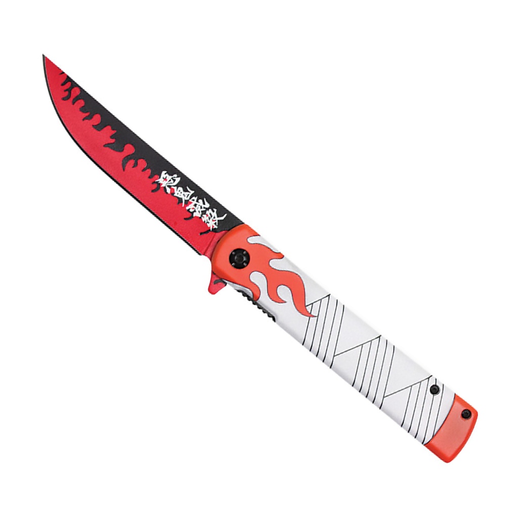 Flamebound Relic Anime Replica Pocket Knife - Orange Fire